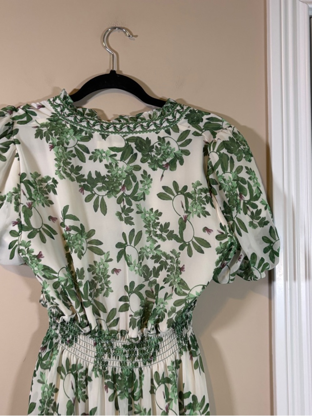 Max Studio White Maxi Dress with Green Floral Print - Picture 5 of 6